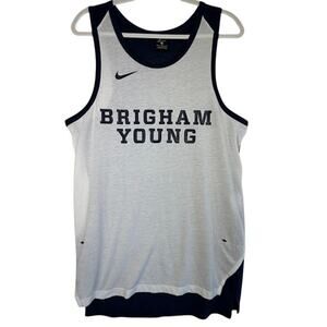 NWOT Nike BYU Brigham Young Basketball Jersey Men M White Navy Cotton Hybrid